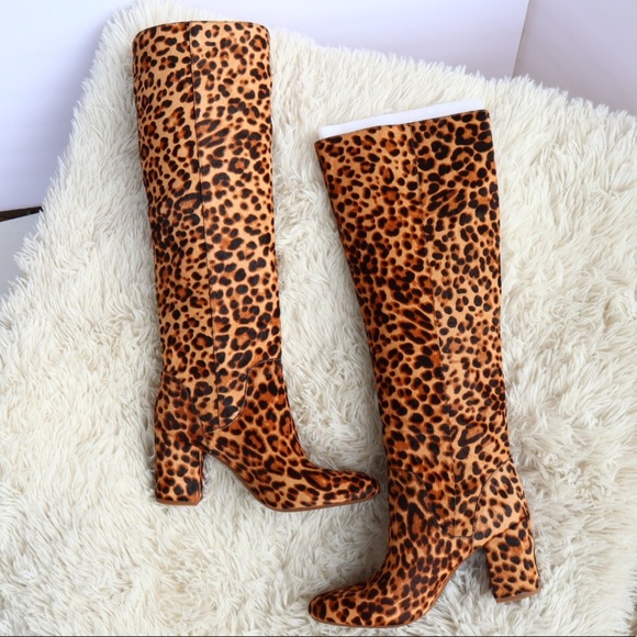 Gianni Bini Jellenia Leopard Print Haircalf Boots - Picture 6 of 14